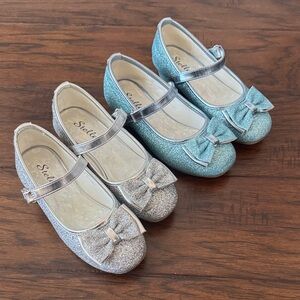 Stelle Silver and Blue Glitter Dress Shoes for Girls - Size 11